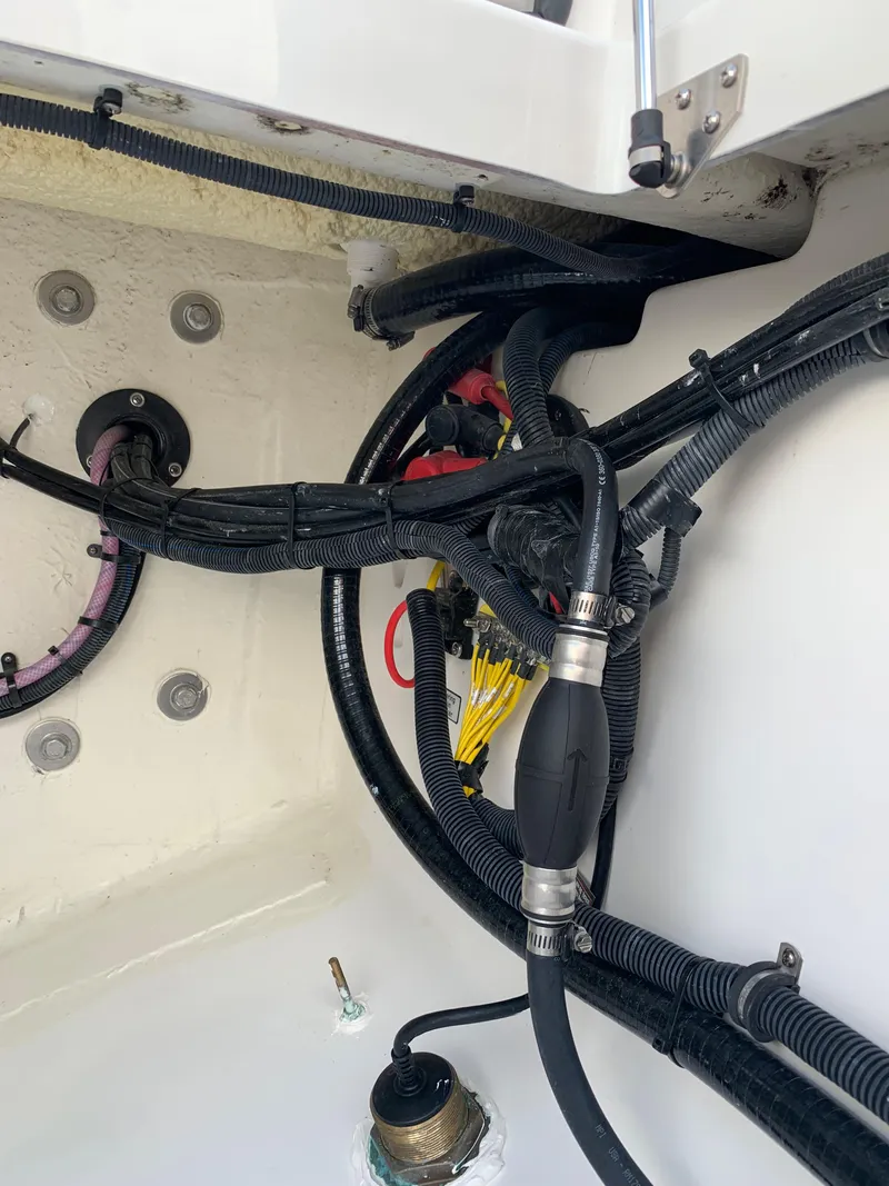 Slide: The Image of 2019 Regulator 31 FS boat wiring and cable management system. - 47
