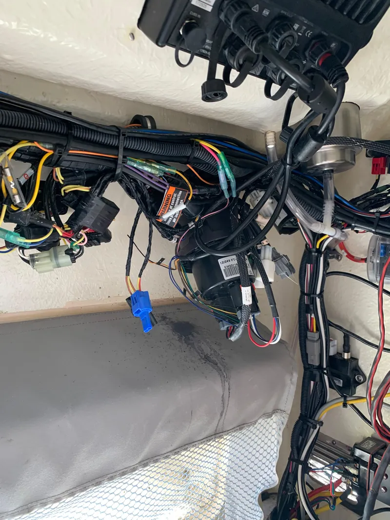 Slide: The Image of Wiring and electronics inside a 2019 Regulator 31 FS boat. - 48