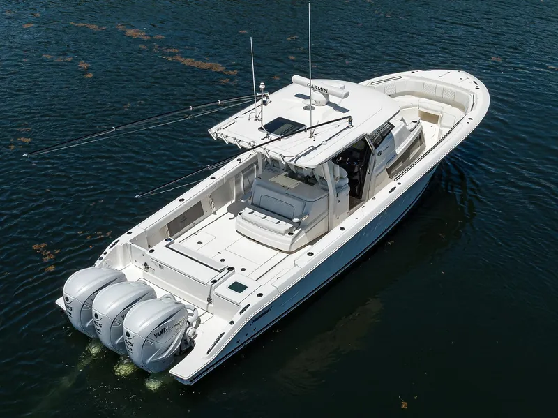 Slide: The Image of Pursuit 37 REEL DEAL - Starboard Aft Aerial Profile - 52