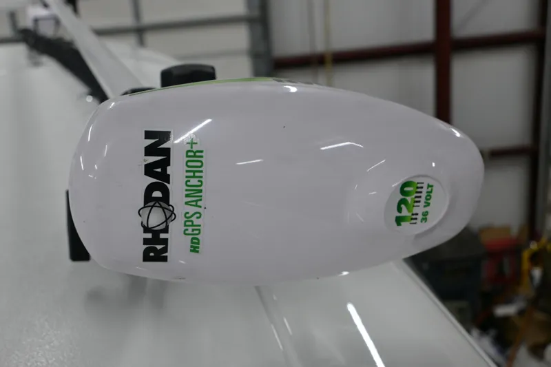 Slide: The Image of Rhodan HD GPS Anchor on Freeman 43, 2024 model, in a warehouse setting. - 30