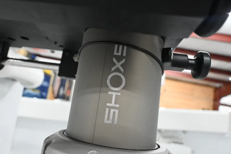 Slide: The Image of Close-up of Freeman 43 boat component, featuring "SHOXSE" branding, 2024 model. - 31