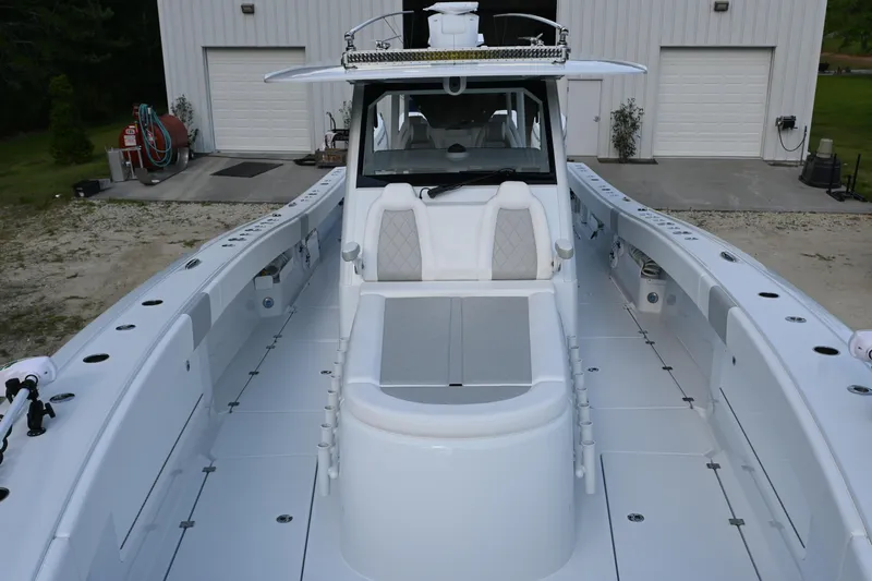 Slide: The Image of 2024 Freeman 43 boat with spacious deck and modern design. - 37