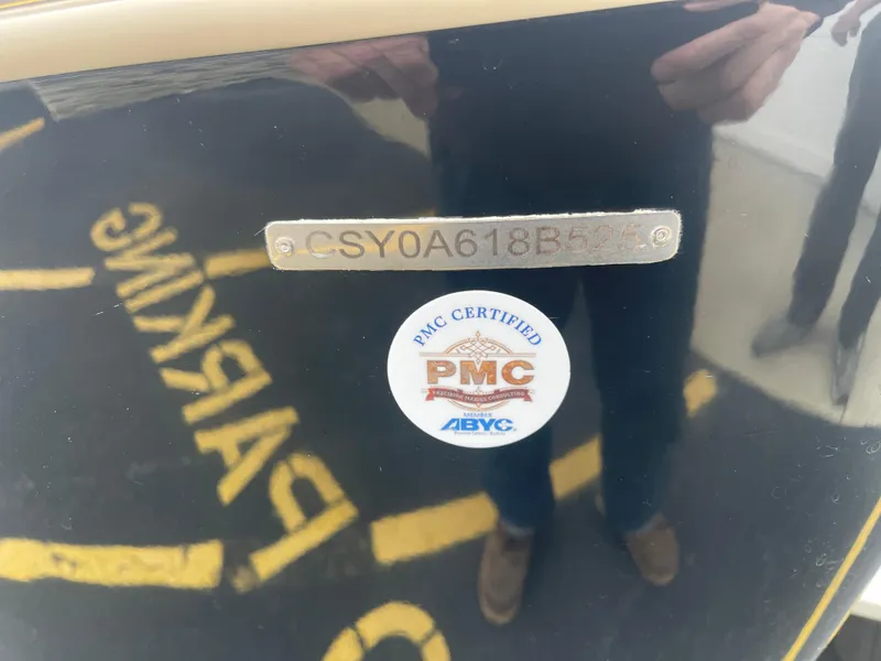 Slide: The Image of 2025 Carolina Skiff 24 Ultra Elite with PMC certification sticker and serial number plate. - 27