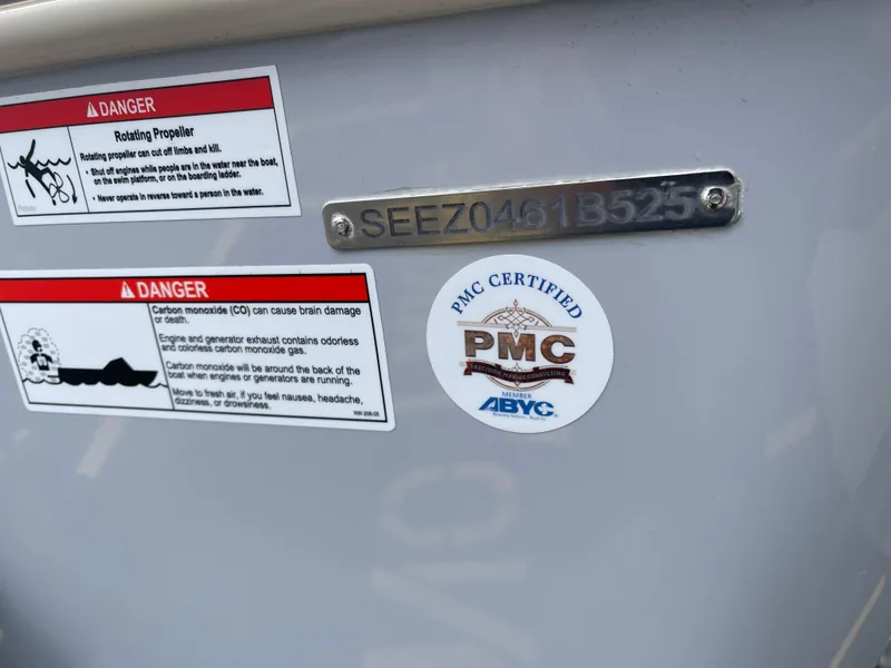 Slide: The Image of 2025 Sea Chaser 22 HFC with safety warnings and PMC certification sticker. - 24