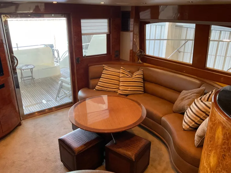 Slide: The Image of Luxurious interior of 2007 Ocean Alexander 54V yacht with plush seating and elegant decor. - 13
