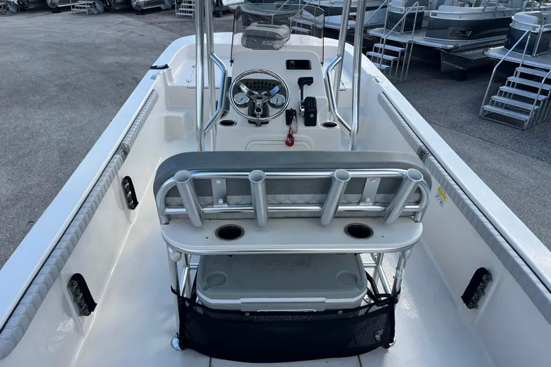 Slide: The Image of 2025 Carolina Skiff 21 LS boat interior with steering console and seating. - 30