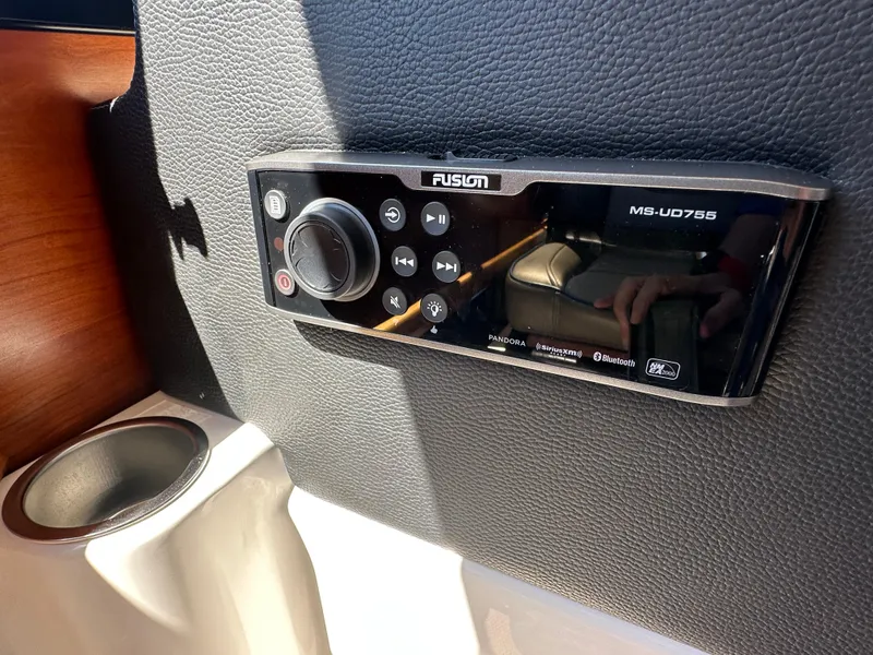 Slide: The Image of Fusion MS-UD755 stereo system in 2019 Cutwater C-28 boat interior. - 19