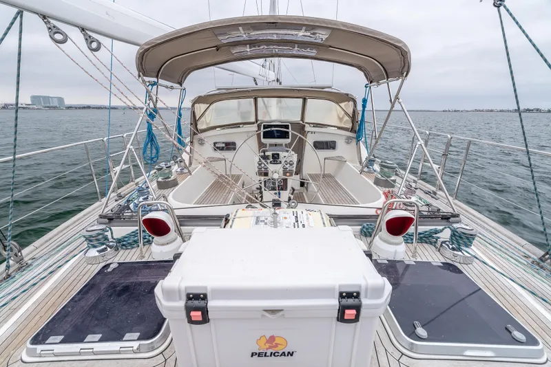 Slide: The Image of 1997 Farr 60 Pilot House yacht deck with Pelican cooler, ocean view. - 24