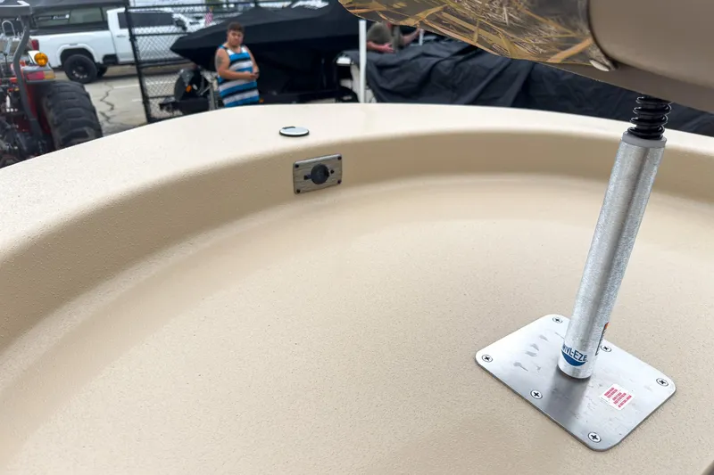 Slide: The Image of 2026 Carolina Skiff E20 JVX CC Sportsman boat deck with mounted equipment. - 21