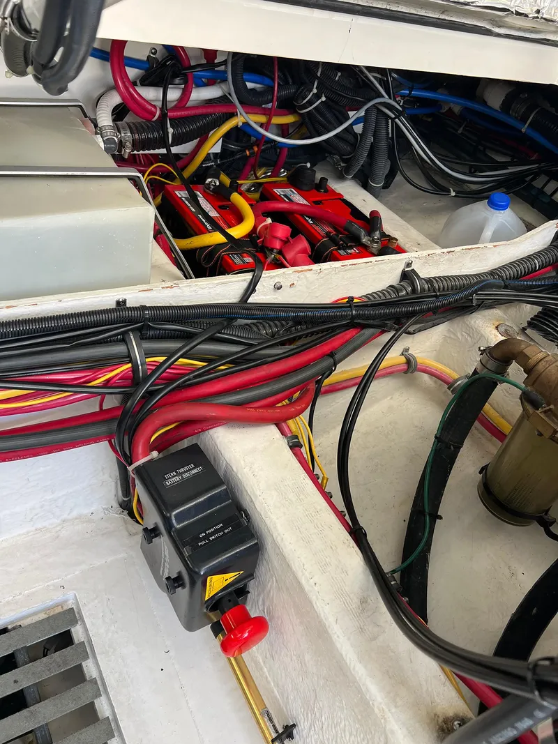 Slide: The Image of Engine compartment of a 2006 Tiara Yachts 2900 Coronet with wiring and components. - 34