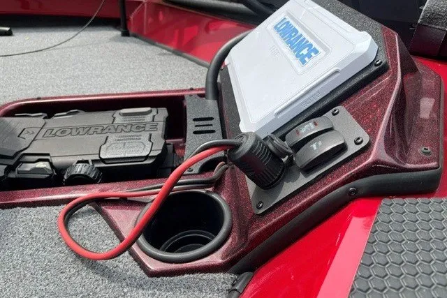 Slide: The Image of 2025 Ranger RT188P boat dashboard with Lowrance electronics and red accents. - 4