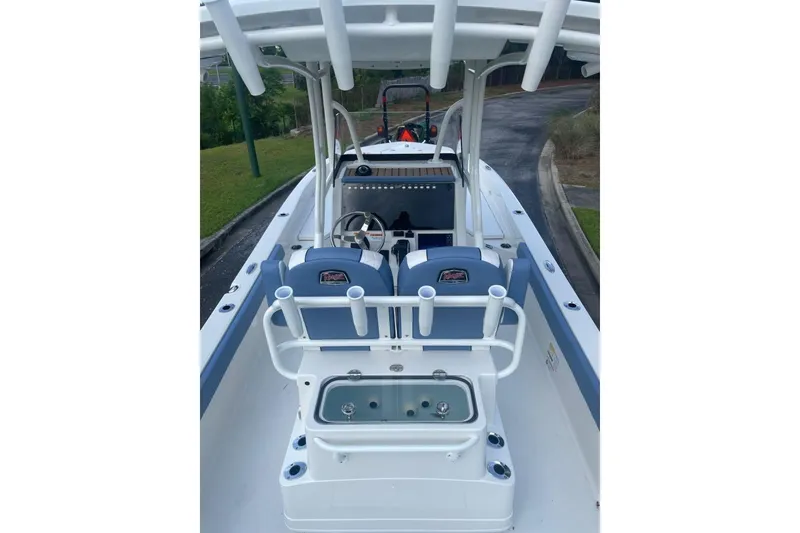 Slide: The Image of 2025 Ranger 2360 Bay boat interior with seating and steering console. - 20