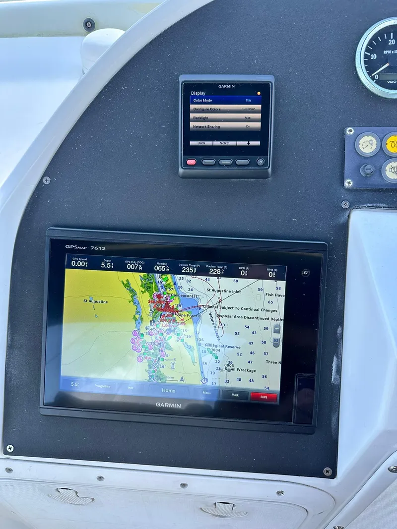 Slide: The Image of Navigation system on 2005 Beneteau Swift Trawler 42 boat dashboard. - 46