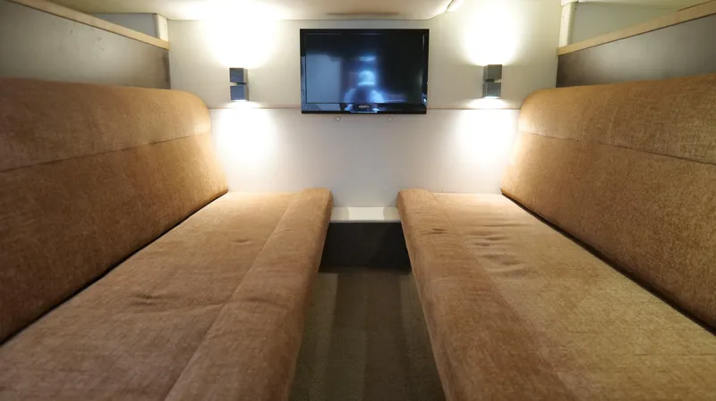 Slide: The Image of Interior of 2015 Cobalt A40 with twin sofas and wall-mounted TV. - 19