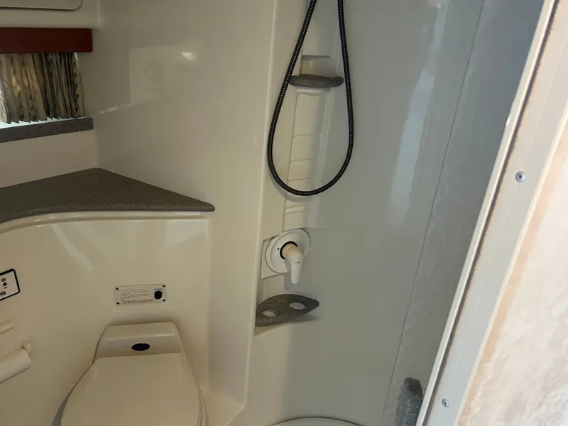 Slide: The Image of 2001 Formula 41 PC bathroom with shower, toilet, and countertop. - 46