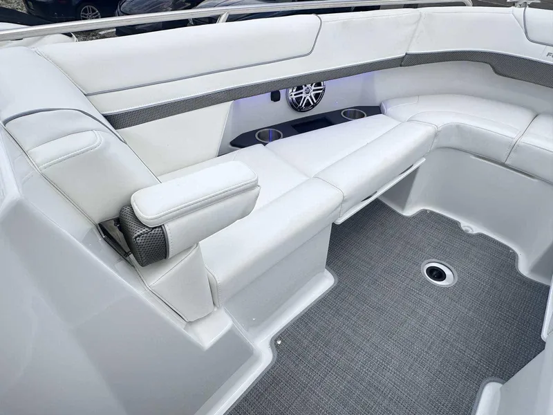 Slide: The Image of 2025 Formula 290 Bowrider interior with white seating and modern design. - 31
