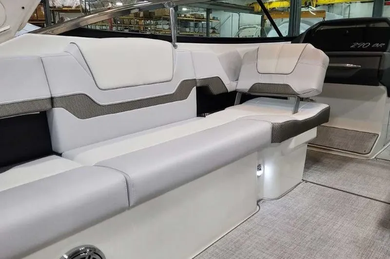 Slide: The Image of Interior of 2027 Formula 290 Bowrider boat with sleek seating design. - 13