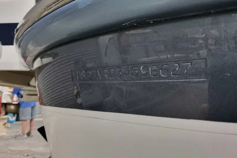 Slide: The Image of 2027 Formula 290 Bowrider boat hull identification number close-up. - 3