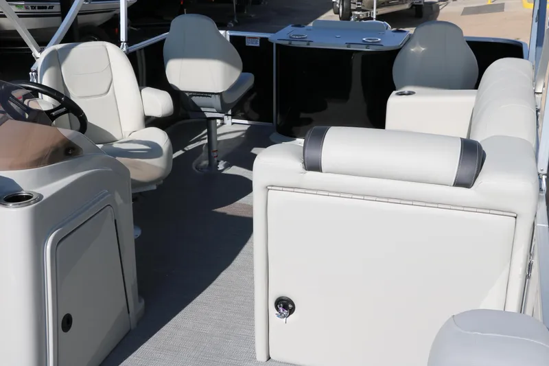 Slide: The Image of Interior of 2025 Sylvan Mirage 820 PARTY FISH pontoon boat with seating and helm. - 13