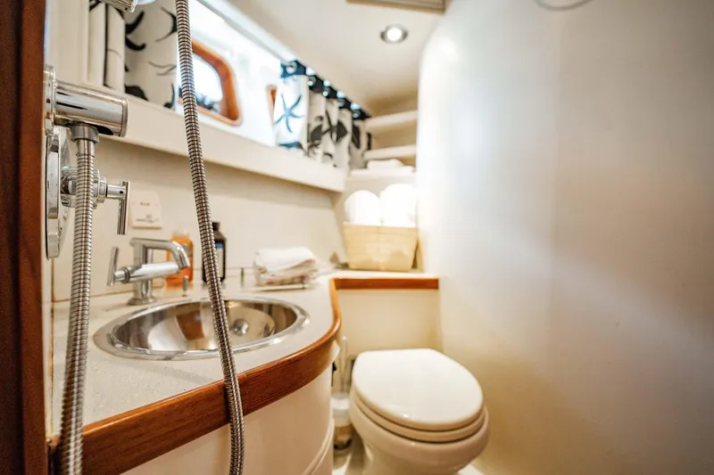 Slide: The Image of Luxurious 1985 Lowland 68 Neth Ships yacht bathroom with modern fixtures and elegant design. - 24