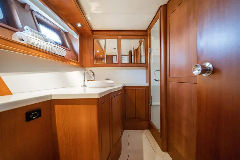 Slide: The Image of Luxurious wooden bathroom interior on 1985 Lowland 68 Neth Ships yacht. - 28