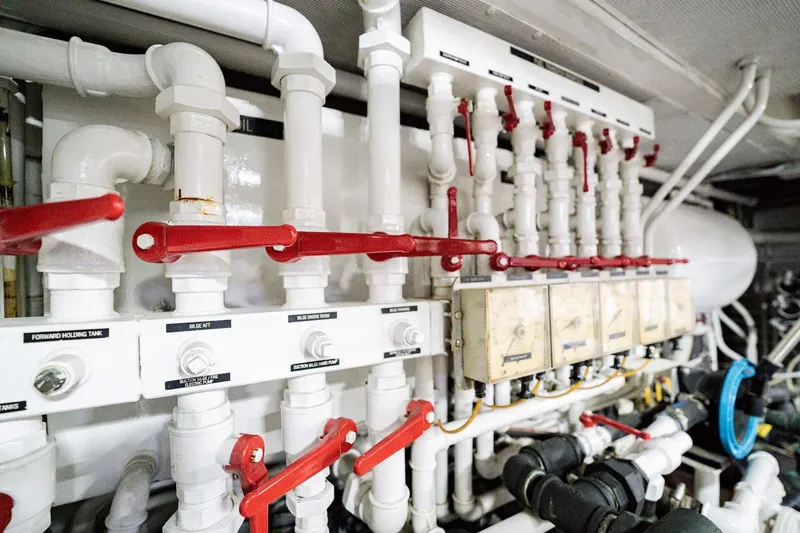 Slide: The Image of Pipes and valves in a 1985 Lowland 68 Neth Ships engine room. - 41