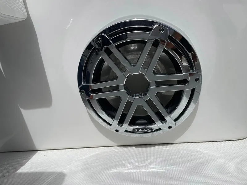 Slide: The Image of Chrome speaker on 2023 Formula 330 Crossover Bowrider OB boat. - 27