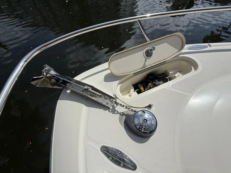 Slide: The Image of 2008 Hydra-Sports Vector 3500 VX boat anchor and storage compartment on deck. - 24