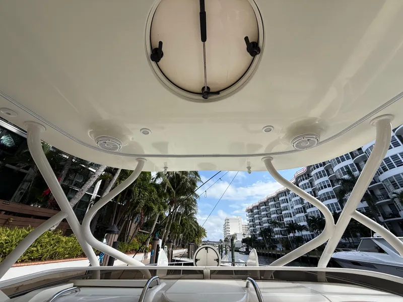 Slide: The Image of 2008 Hydra-Sports Vector 3500 VX boat interior with modern design and waterfront view. - 25