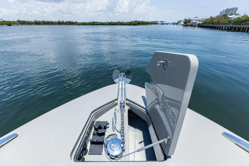Slide: The Image of Bow view of 2023 HCB 53 Sueños yacht with anchor and open hatch. - 29