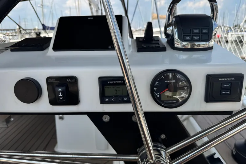 Slide: The Image of Control panel of 2023 Dufour 530 yacht with Volvo Penta instruments. - 18
