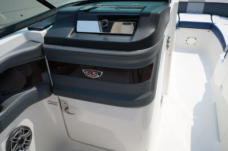 Slide: The Image of 2020 Chaparral 257 SSX boat interior with sleek design and modern features. - 17