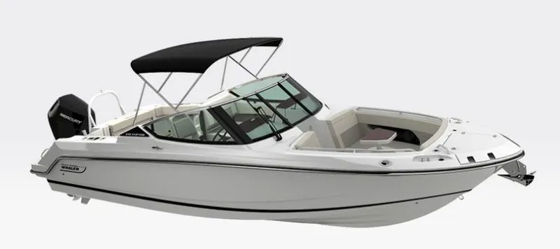 Slide: The Image of 2026 Boston Whaler 240 Vantage anchor storage compartment with chain and rope. - 2