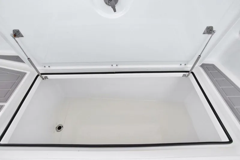 Slide: The Image of Open storage compartment of 2022 Freeman 47T boat, featuring a spacious interior. - 40
