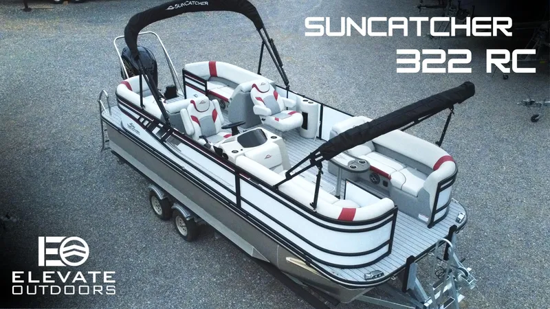 The Image of 2025 SunCatcher Select 322RC pontoon boat with stylish seating and canopy, by Elevate Outdoors. - 0