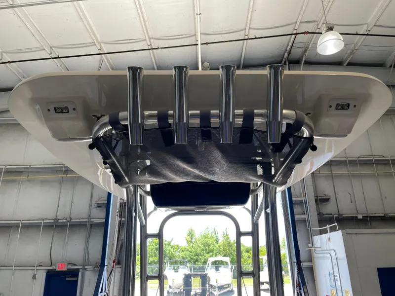 Slide: The Image of 2023 Key West 203 FS boat interior with cup holders and speaker. - 36