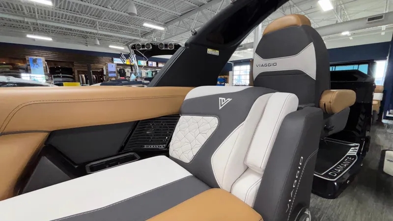 Slide: The Image of Luxurious interior of 2025 Viaggio Diamante D24UW A-T boat with premium seating. - 12
