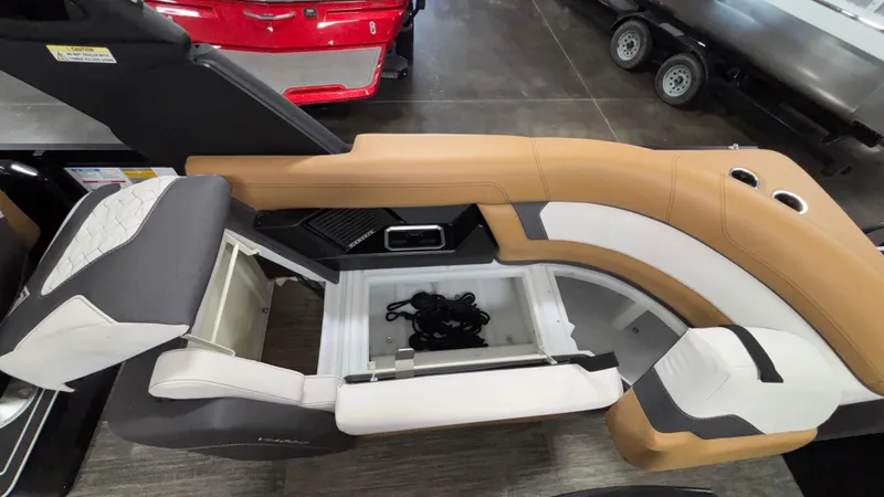 Slide: The Image of 2025 Viaggio Diamante D24UW A-T boat interior with storage compartment and seating. - 40