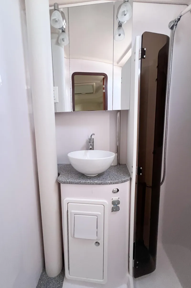 Slide: The Image of 2019 Catalina 425 yacht bathroom with modern sink and shower. - 17