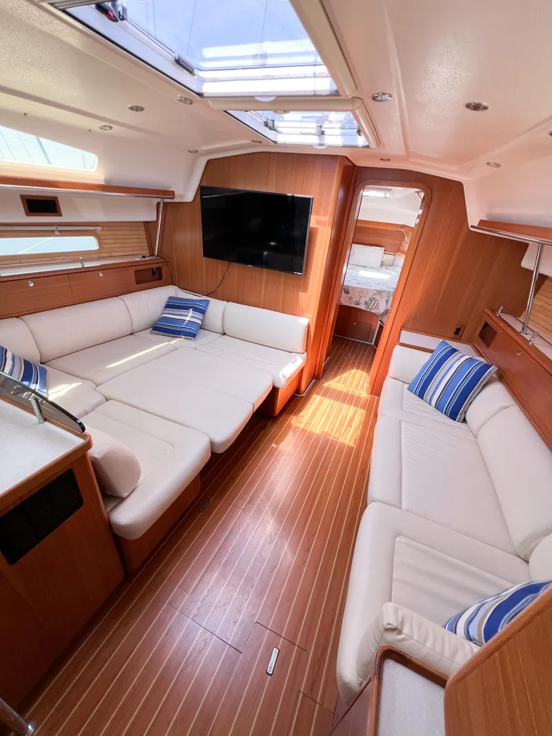 Slide: The Image of Luxurious interior of 2019 Catalina 425 yacht with plush seating and modern design. - 41
