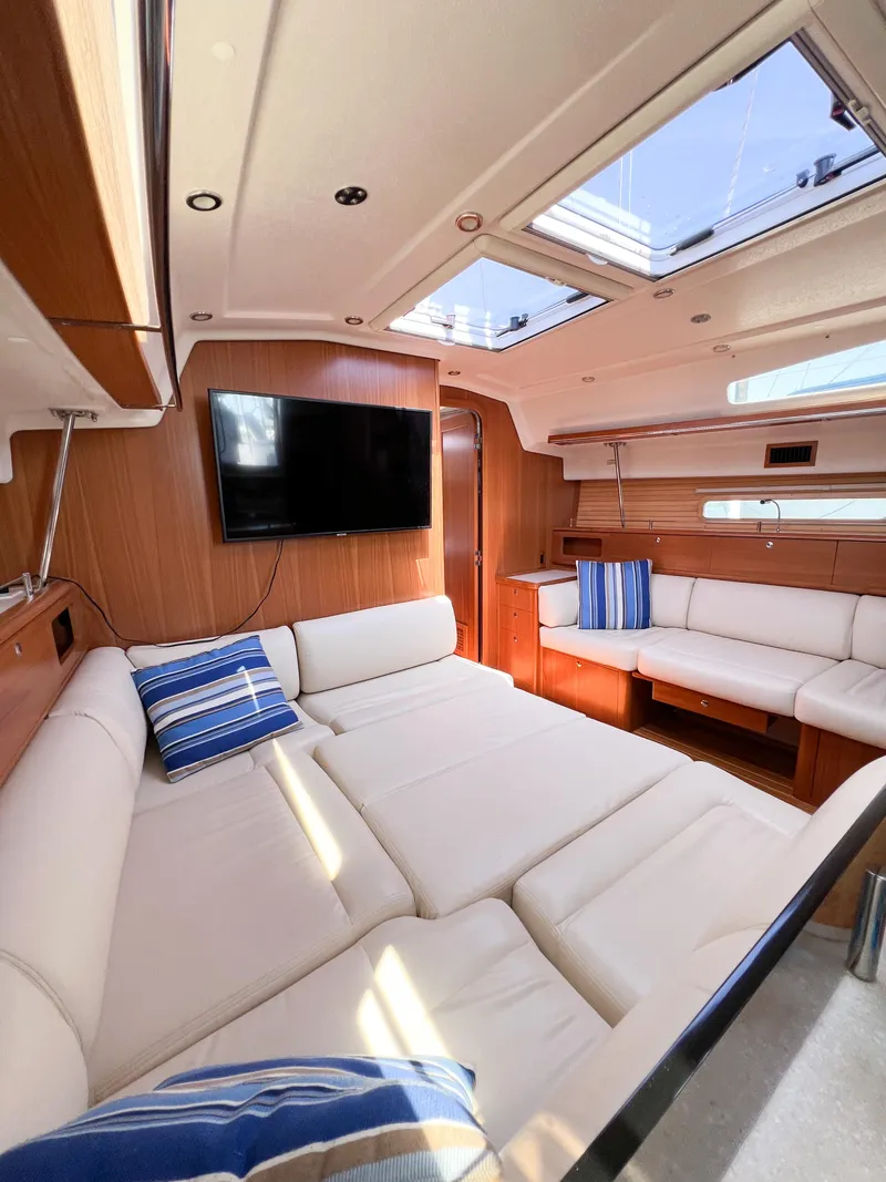 Slide: The Image of Luxurious interior of 2019 Catalina 425 yacht with plush seating and modern amenities. - 44