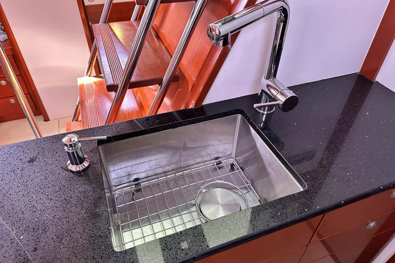 Slide: The Image of Stainless steel sink with modern faucet on Hanse 461 yacht, 2006 model. - 15