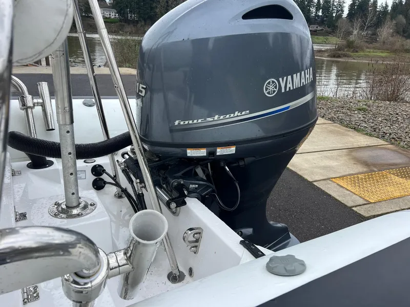 Slide: The Image of 2024 Novurania DL 550 boat with Yamaha four-stroke outboard motor by a riverside. - 17