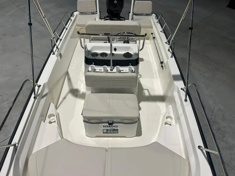 Slide: The Image of 2026 Boston Whaler 170 Montauk boat interior with seating and storage features. - 10