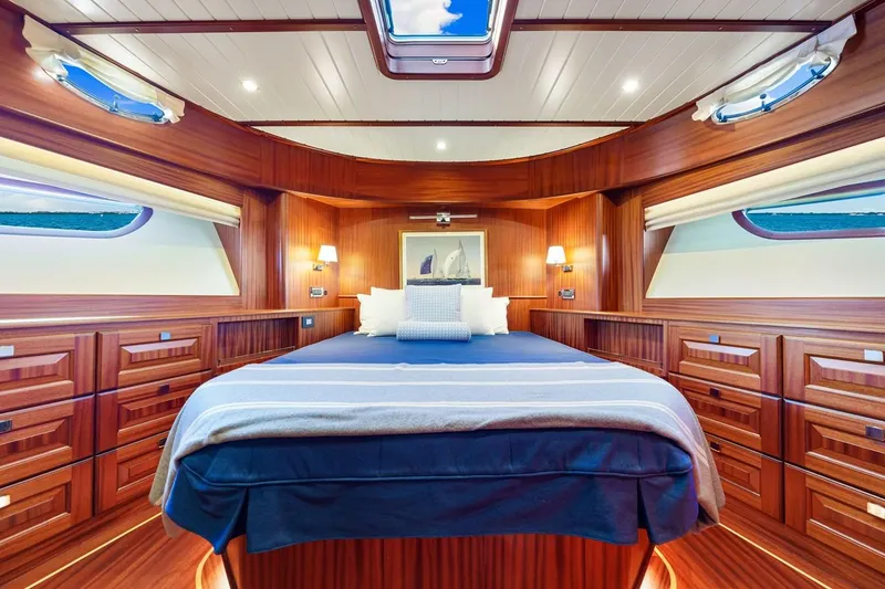 Slide: The Image of Luxurious cabin interior of 2024 Vicem 62 Classic yacht with elegant wood finish. - 27