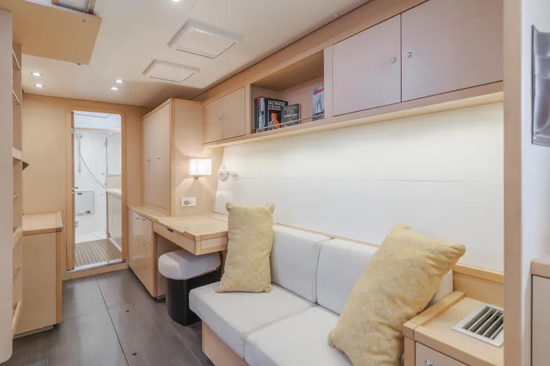 Slide: The Image of Luxurious interior of 2016 Lagoon 450F yacht with modern furnishings and cozy seating. - 33