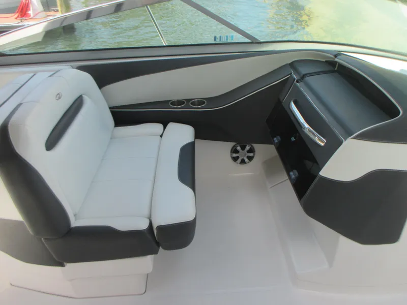 Slide: The Image of 2017 Regal 3200 Bowrider interior with sleek seating and modern dashboard design. - 15