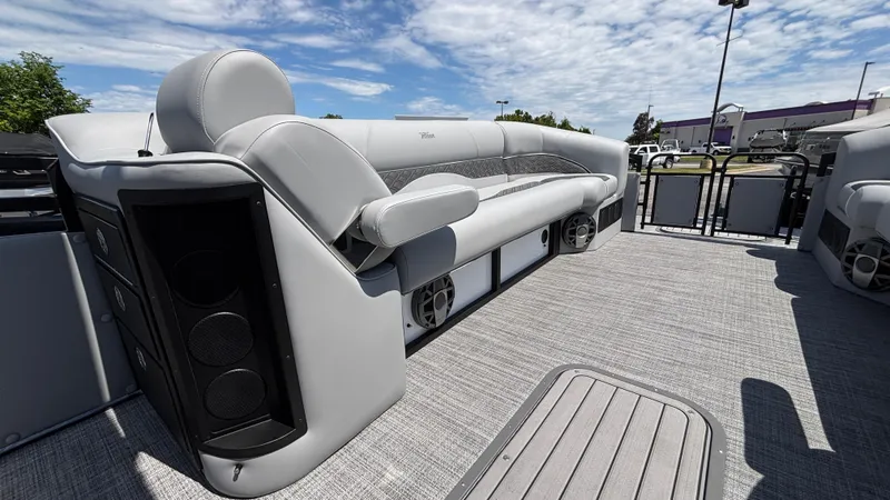 Slide: The Image of 2025 JC Neptoon 25TT Sport pontoon boat with luxurious seating and modern design. - 33