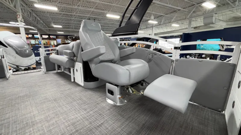 Slide: The Image of Luxurious seating on 2025 JC Neptoon 25TT Sport pontoon boat, featuring modern design and comfort. - 26