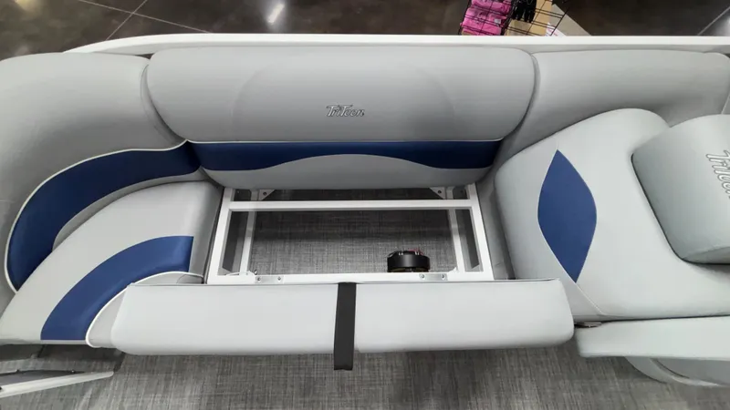 Slide: The Image of 2025 JC Neptoon 25TT Sport boat seating with gray and blue upholstery. - 45